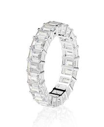 Eternity Emerald Cut Lab Diamond Ring 925 Sterling Silver Engagement Wedding Rings For Women Jewellery Gift3015184