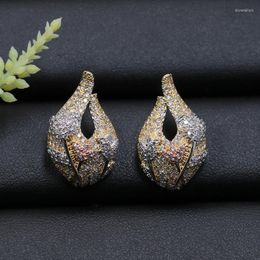 Stud Earrings Lanyika Fashion Jewellery Delicate Water Drop Tulip Inlay Micro Pave Daily Wedding Party Luxury Gift