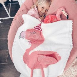 Blankets 2023 Baby Infant Born Blanket Crib Basket Flamingo Knit Cartoon Sleeping Bag