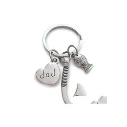 Party Favor Fish Hooks Keychain Metal Sier Color Dad Key Chain Keyring For Father Daddy Fashion Jewelry Fathers Day Gift Vt0119 Drop Dhmw2