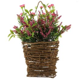 Decorative Flowers Houseplant Pots Hanging Artificial Decor Hydrangea Bouquet Basket Plants Indoor Baskets Farmhouse Decorate Pink