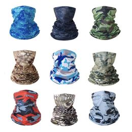 Sarongs UV Protection Ice Silk Face Cover Neck Tube Outdoor Sports Bandana Scarf Breathable Hiking Scarf Neck Gaiter Camo Army Bandana 230426