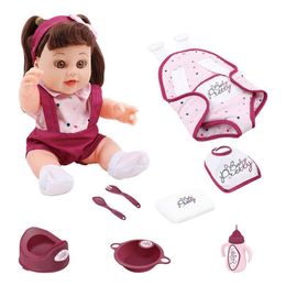 Dolls Small Soft Body Baby Doll born Baby Doll Soft Vinyl Weighted born Baby Dolls W/ Feeding Bottle Fork Scoop Diaper Gift Set 230426