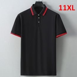 Men's Polos Summer Polo Shirt Men Plus Size 10XL 11XL Shirts Solid Color Tops Male Big Black