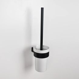 Toilet Brushes Holders Aluminium Toilet Brush Holder Black Ceramic Holder Wall Mounted Brush With Aluminium Hanger Toilet Clean Brush Hanger Euro Style 231124