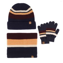 Scarves 3 Pieces Kids Winter Hat Glove Scarf Sets Knitted Toddler Cap Touchscreen Gloves Set For Boys