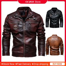 Men's Jackets Autumn And Winter High Quality Fashion Coat PU Leather Jacket Motorcycle Style Male Business Casual Men Warm OvercoatMen's