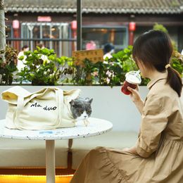 Strollers Cat Backpack Cat Carrying Pet Supplies Small Pet for A Walk Canvas Shoulder Bag Cat Accessories Cat Carrier Pet Items