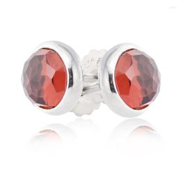 Stud Earrings January Earring With Garnet Authentic Sterling-Silver-Jewelry