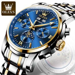 Wristwatches Mens Automatic Watches Mechanical Movement Fashion Luxury Stainless Steel Waterproof HD Luminous Day-Date-Month Men Watch Gift