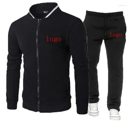 Men's Tracksuits 2023 Logo Customization 2 Pieces Set Tracksuit Round Neck Hooded Sweatshirt Pant Pullover Hoodie Sportwear Suit