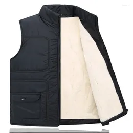 Men's Vests 2023 Spring Solid Padded Fur Short Jacket Men Shearling Vest Male Inter Coat Travel Warm Casual Outerwear & Coats