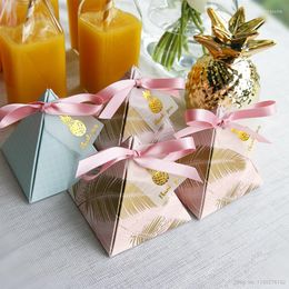 Gift Wrap 100pcs Triangular Pyramid Wedding Favors Supplies Leaves Candy Boxes With Thanks Card Box Party Packaging Chocolate