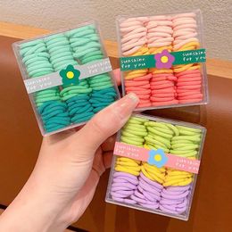 Hair Accessories 90 PCS Sweet Solid Color Children Thumb Bands Elastic Ties Colorful Box Pack Girls' Headwear For Girl