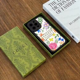 Luxury Phone Case for iPhone 15 14 13 13 12 11 Pro Max Full Protection Soft TPU Back Fashion Print Letter Flower Designer Shell Shockproof Cover