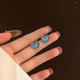 Stud Earrings Cute Korean Heart Bling Resin Stone Gold Colour Earring For Women Fashion Jewellery 2023 Gift Goth