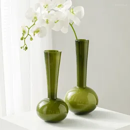 Vases Nordic Style Design Art Green Glass Minimalist Modern Plant Ikebana Vaso Per Fiori Living Room Decoration WZ50HP