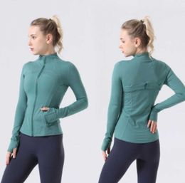 2023 Tops Womens Yoga Clothes Top Slim Yogas Running Fitness Zipper Stand Collar Fit Long Sleeve Sports Training Quick Dry Jacket top