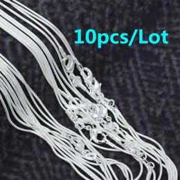 Strands Strings 10pcs wholesale 925 sterling silver 1MM snake chain necklace for women man 1630inches fashion party wedding Jewellery gifts 230426