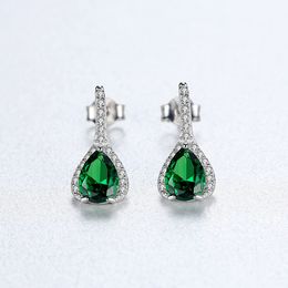 Retro Water Drops Colorful Gemstones s925 Silver Stud Earrings Luxury Brand Fashion Women Micro Set Zircon Earrings Charm Female Wedding Party Jewelry Gift