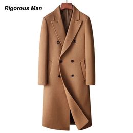 Men s Fur Faux Brand Top Grade Busines Coats Autumn Winter Double breasted Long Section Woollen Trench Coat Luxury Man Clothing 231124