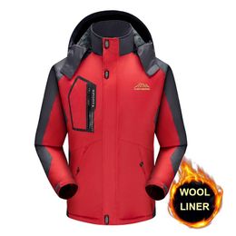 Men's Jackets Autumn Brand Winter Outdoor Thicken Jacket Men Waterproof Hooded Removed Male Coat Clothing Wool Liner Big Size 4XL 5XLMen's