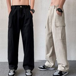 Men's Pants Cotton Cargo Pants Men Fashion Retro Pocket Casual Pants Mens Japanese Streetwear Loose Hip Hop Straight Pants Mens Trousers 230426