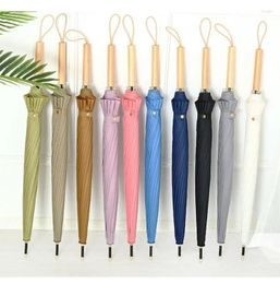 Umbrellas Long Handle 16 Bone Umbrella Automatic Reinforced Simple Small Fresh Wood Clear