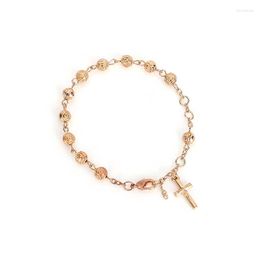 Link Bracelets Religion Jesus Jewellery Golden Cross Bracelet Sacred Heart Lady Charm Rosary