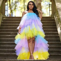 skirt Colorful Fluffy High Low Tiered Tulle Skirts Women To Party Elastic Long Tulle Maxi Skirt Puffy Long Women Dresses Robe