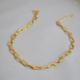 Chains WT-BFN013 Wholesale Big Pattern Carved Link Chain Necklace 18k Real Gold Plated Brass Metal Simple Vehicle Jewellery 10PCS