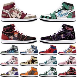 DIY classics comfotable exquisite antiskid basketball shoes 1s men women Customised anime characters fashionable mild maroon sneakers