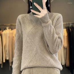 Women's Sweaters Autumn And Winter Wool Cashmere Sweater Half High Neck Knitted Pullover Loose Top Jacket Korean Fashion