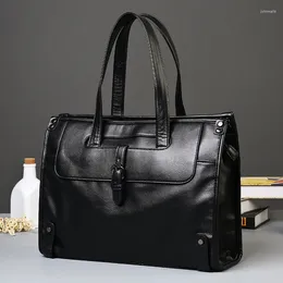 Briefcases GUMST 2023 Cow Leather Men's Briefcase High Quality Real Cowskin Business Handbag Brand Office Work Shoulder Bag Black