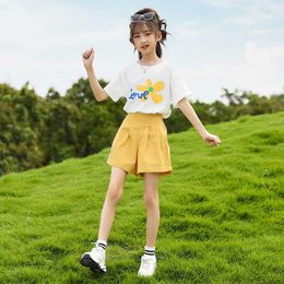 Clothing Sets Summer New Girl Suits Baby T-shirt + Short Pants 2 Pcs Set Kids Short Sleeve Printed Tee Children Outfits Gir AA230426