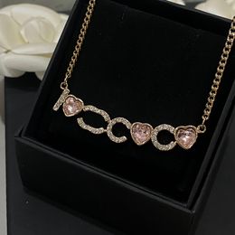Pink Heart Pendant Necklacedesigner Stamp for Women Jewellery Gold Fashion Style Necklaces Popular Classic Brand