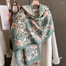 Scarves Warm Thick Floral Print Pashmina Shawl Scarf Fashoin Winter Cashmere Poncho Wraps Bufanda With Tassel Design Travel Blanket