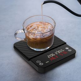 Household Scales Digital Smart Drip Coffee Scale Timer 2kg 0.1g Household Drip Kitchen Scales Weighing Double-row Display Weight with Timer 230426