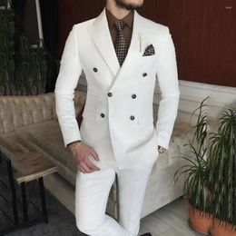 Men's Suits Casual White Men Formal Party Business Slim Fit Shawl Lapel Blazer Wedding Groom Tuxedo 2 Piece Jacket Pants Costume Homme