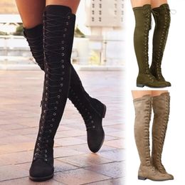 Women Strap Cross Fashion 70 Suede Leather Autumn Winter High Lady Thick Sole Platform Over the Knee Boots 231124 5