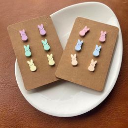 Stud Earrings Candy Colour Cute Cartoon Wood Charms Sweet Animal Easter For Women Girls Gift Fashion Jewellery