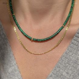 Chains Malachite Beads Necklace For Women Green Natural Gemstone Summer Bohemia Outer Banks Jewelry 2023