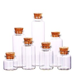 Dia 30mm Flat bottom Clear Glass Bottle Vial Ttransparent Test-tube Tea Packing Container with Cork Stopper Fgbsk