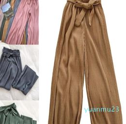 Yoga Outfits Ly Women Casual Wide Leg High Waist Belt Pleated Pant Trousers For Summer