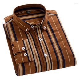 Men's Casual Shirts Men Cotton Oxford Striped Long Sleeve Fashion Businessman Office Daily Classic Top Clothing Dress Regular