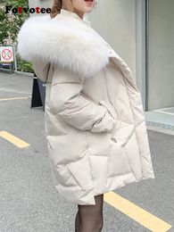 Women's Down Parkas Fotvotee Winter Coat Women Hooded Fur Collar Long Puffer Jacket Thicken Warm Lady Clothes Oversized Coats Fashion Elegant 231124