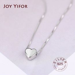 Pendant Necklaces Fashion Minimalist Smooth Heart Shaped Pendant Necklace 925 sterling Silver Cute Charm Necklace For Women 230426