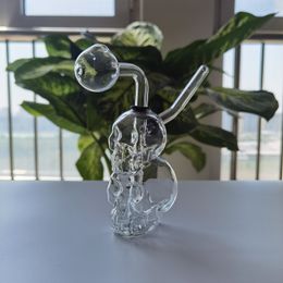 4 inch Mini glass bongs hookah skull shape Smoking Bubble Small Water Pipes Hand Pipe oil burner rig