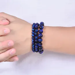 Strand Top Grade Natural Deep Blue Tiger Eye Semi Gem Stone Beads Exquisite Jewellery Making Diy Bracelet For Women Men
