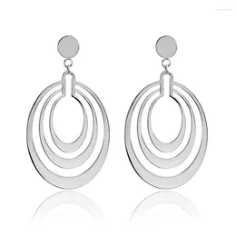 Hoop Earrings Women's Stainless Steel Smooth Big Circle Fashion Three Layers Customized Hood Earring Female Jewelry Accessories Gifts